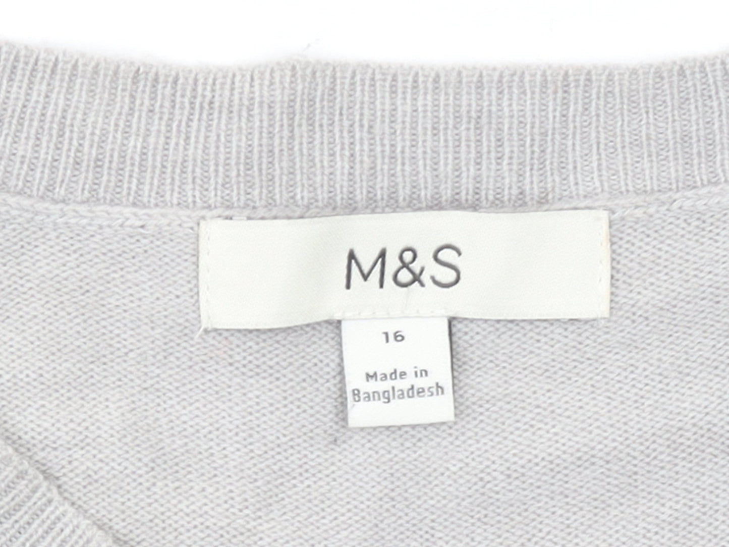 Marks and Spencer Women’s Black Grey Colour Block Cotton Jumper Size 16