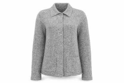 Next Womens Grey Merino Wool Collared Button Cardigan Size Small