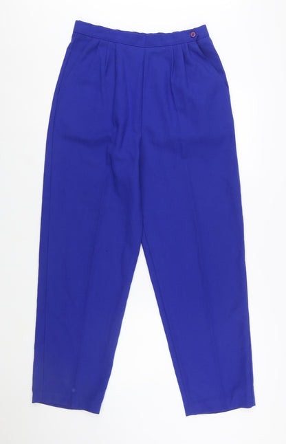 Lucia Womens Blue Tapered Pleated High Rise Trousers Size 12