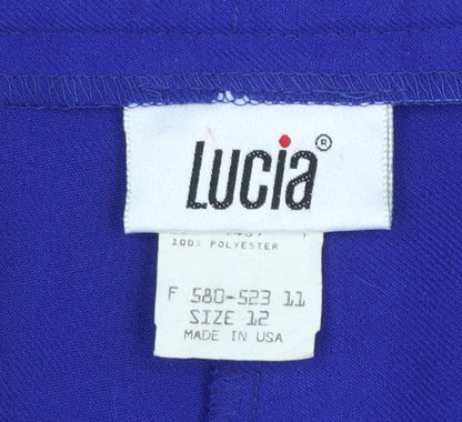 Lucia Womens Blue Tapered Pleated High Rise Trousers Size 12