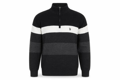 U.S. Polo Assn. Men’s Black 2XL Striped 1/2 Zip Knit Jumper