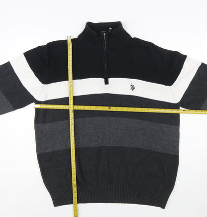 U.S. Polo Assn. Men’s Black 2XL Striped 1/2 Zip Knit Jumper