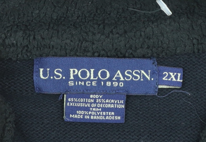 U.S. Polo Assn. Men’s Black 2XL Striped 1/2 Zip Knit Jumper