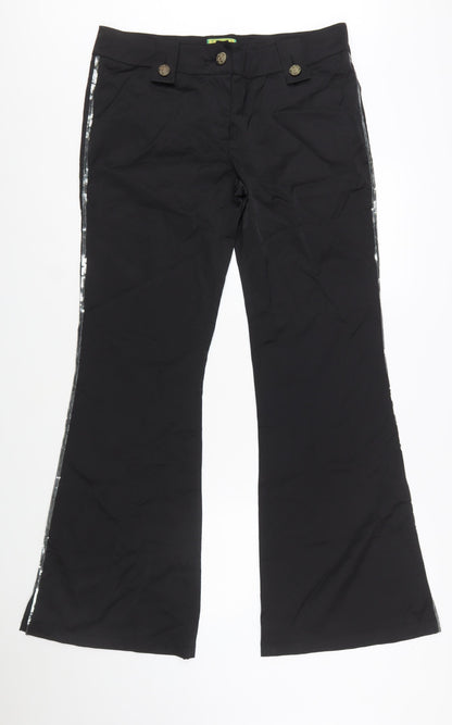 Tracy Porter Women's Black Flared Sequin Trim Stretch Trousers Size 10