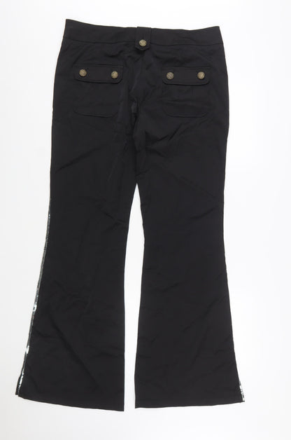 Tracy Porter Women's Black Flared Sequin Trim Stretch Trousers Size 10