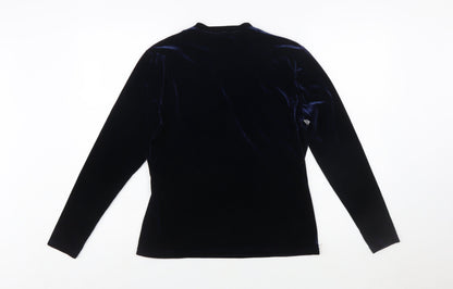 Cleo Women's Blue Velvet Wrap Blouse Size S Long Sleeve