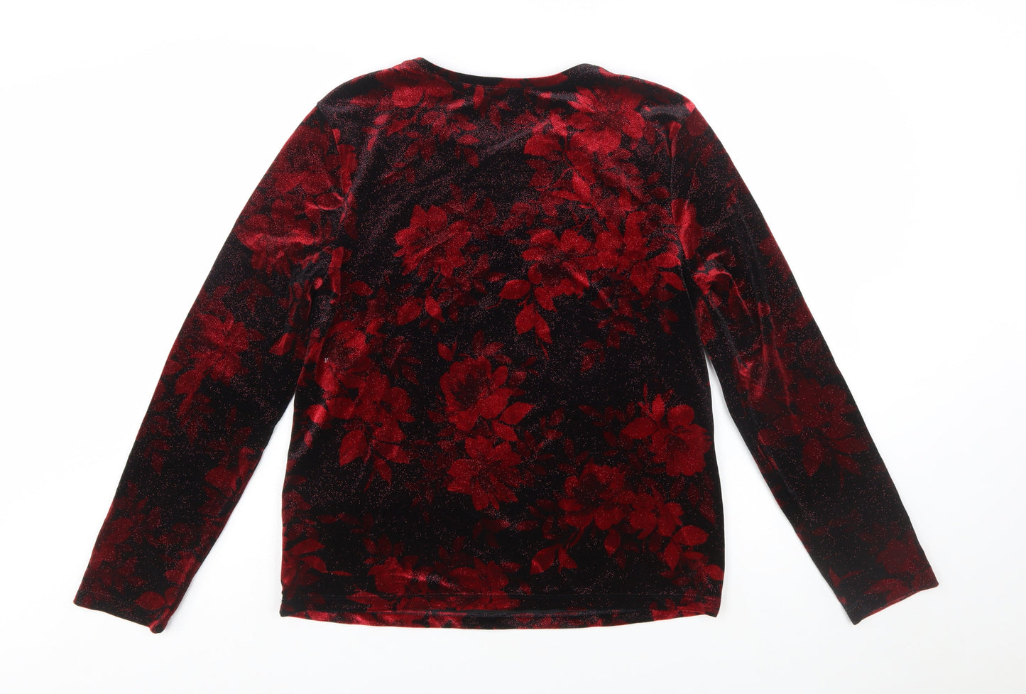 Wild Fable Women's Red Velvet Floral Long Sleeve Blouse Size L