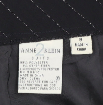 Anne Klein Women Black Pinstripe Dress Pants Size 8 Classic Workwear