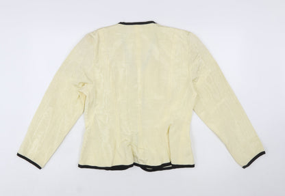 Jessica Howard Women Ivory Black Trim Blazer Size 14 Classic Fit