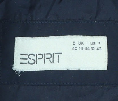Esprit Womens Blue Puffer Waistcoat Size 14 Sleeveless Lined Polyester