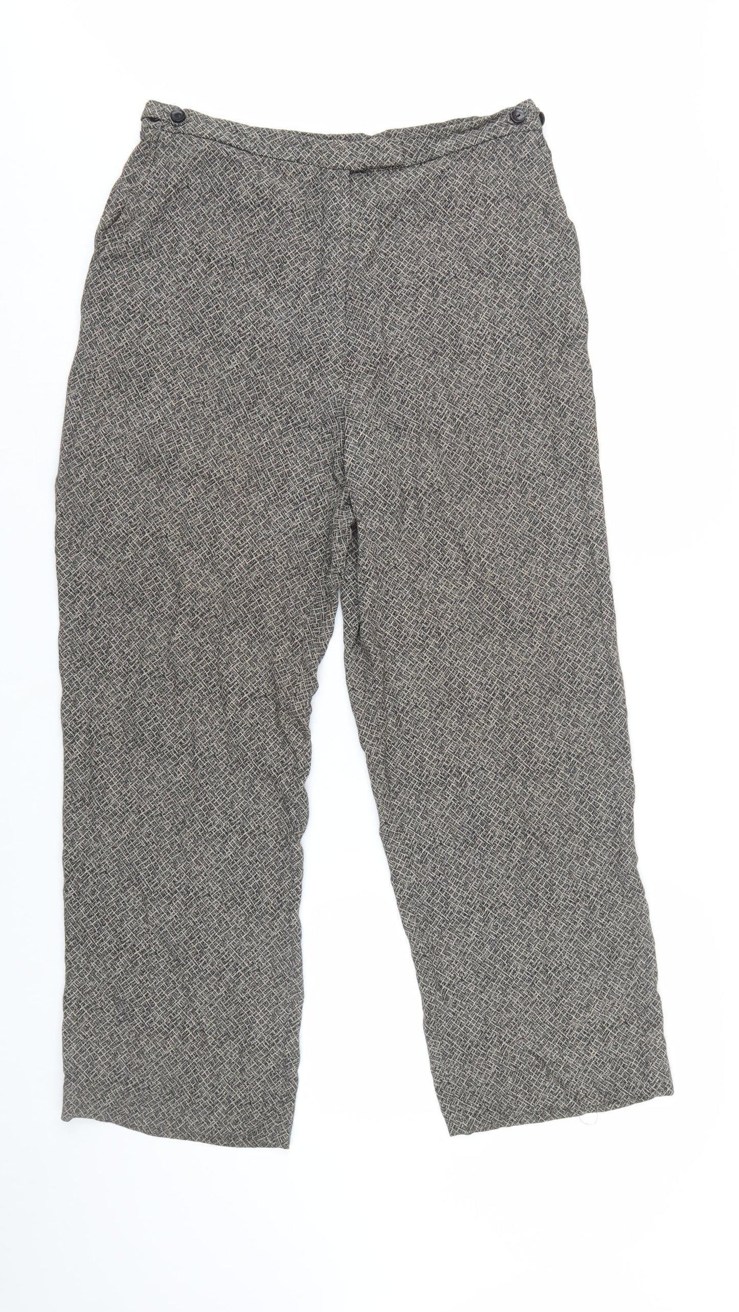 GIANNI Women's Grey Geometric Pleated Trousers Size 12