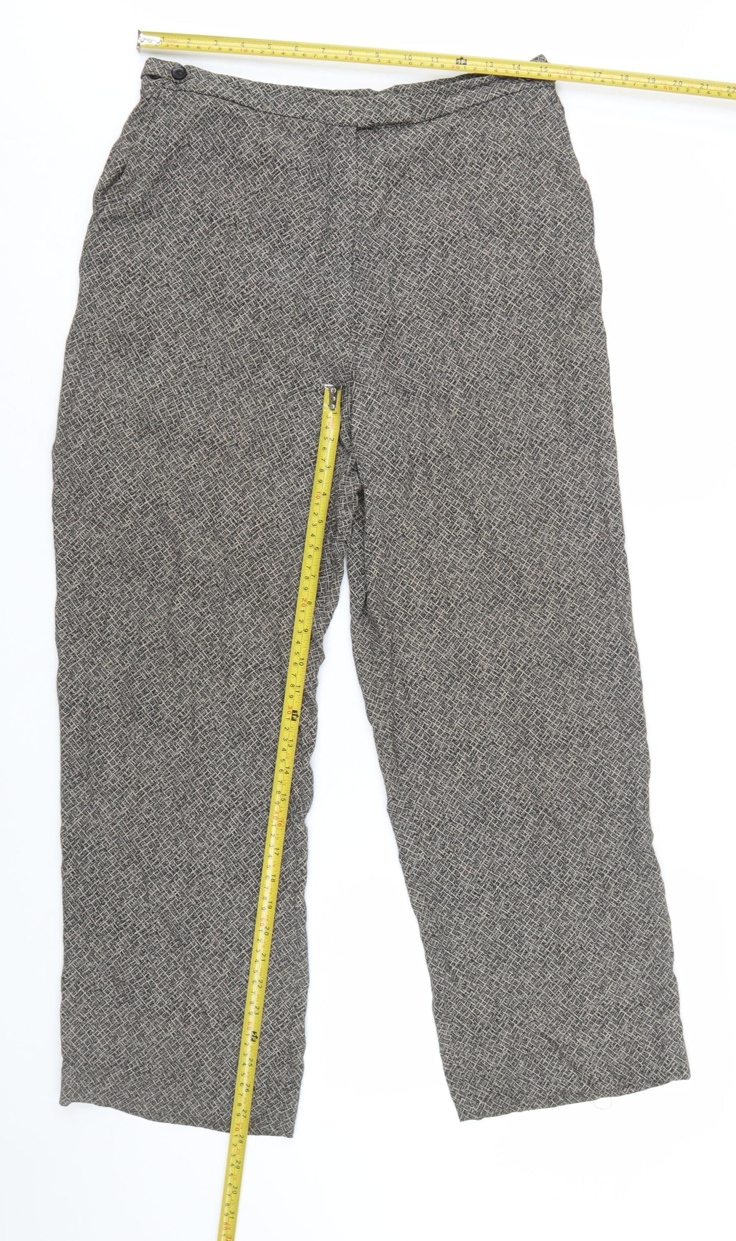 GIANNI Women's Grey Geometric Pleated Trousers Size 12