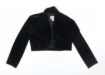 Another Thyme Women's Black Velvet Cropped Bolero Jacket Medium