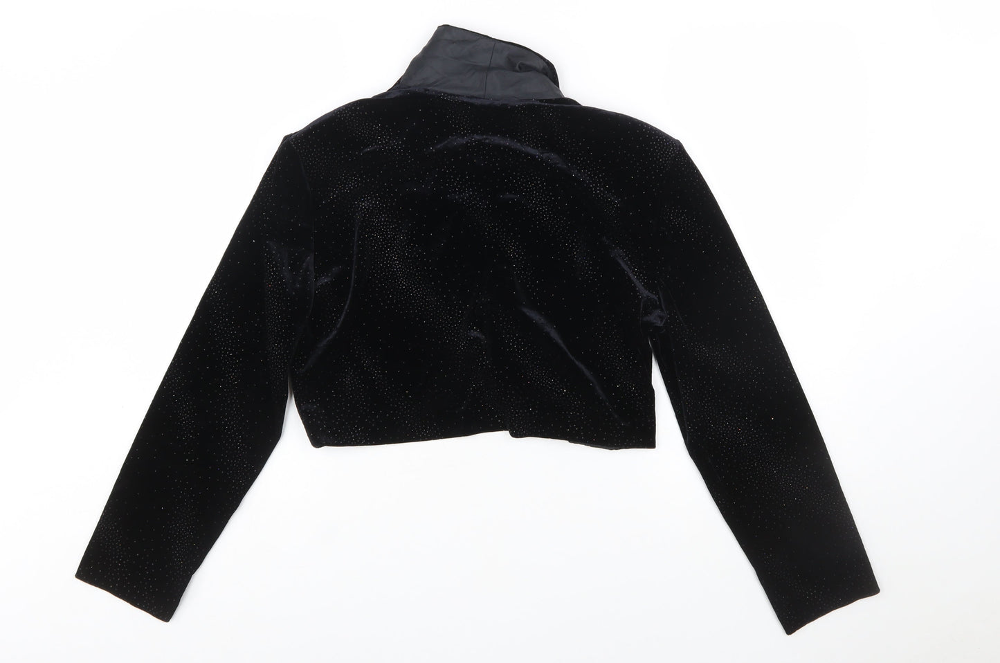 Another Thyme Women's Black Velvet Cropped Bolero Jacket Medium