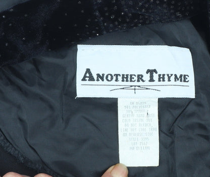 Another Thyme Women's Black Velvet Cropped Bolero Jacket Medium