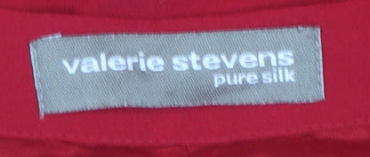 Valerie Stevens Women’s Red Pure Silk Pleated High Rise Trousers Size 14