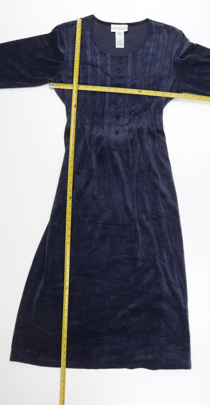 Chadwick’s Women Blue Midi Fit & Flare Dress Size 12 Velvet Cotton Blend