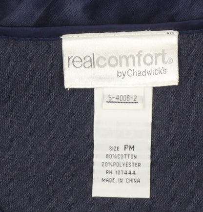 Chadwick’s Women Blue Midi Fit & Flare Dress Size 12 Velvet Cotton Blend