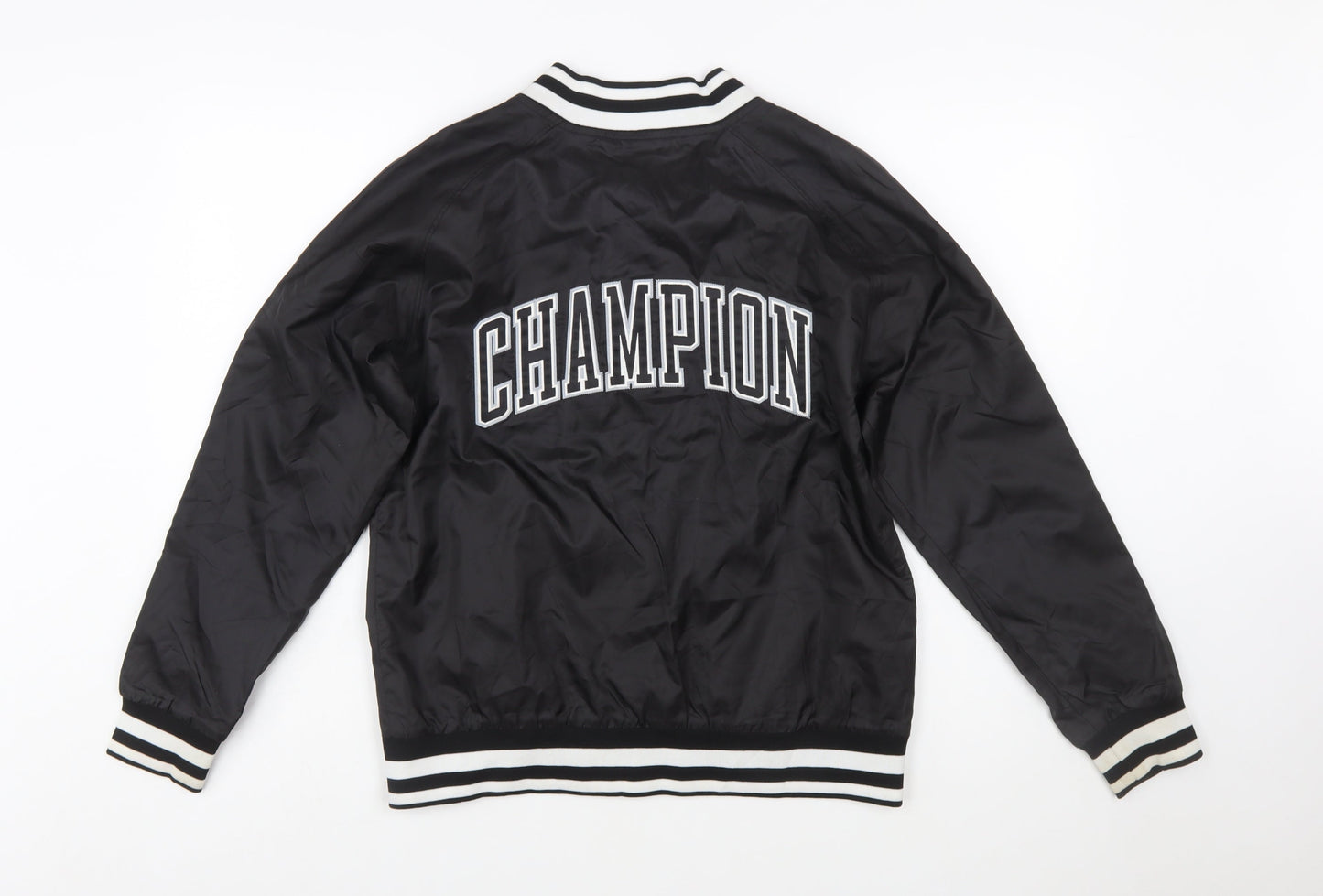 Champion Women Black M Varsity Jacket Lightweight Polyester