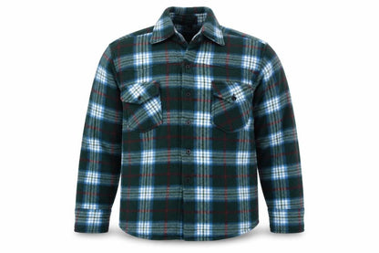 LANZANS Men's Green Plaid Flannel Button-Up Shirt L Regular Fit