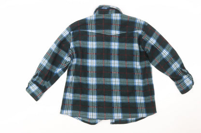 LANZANS Men's Green Plaid Flannel Button-Up Shirt L Regular Fit