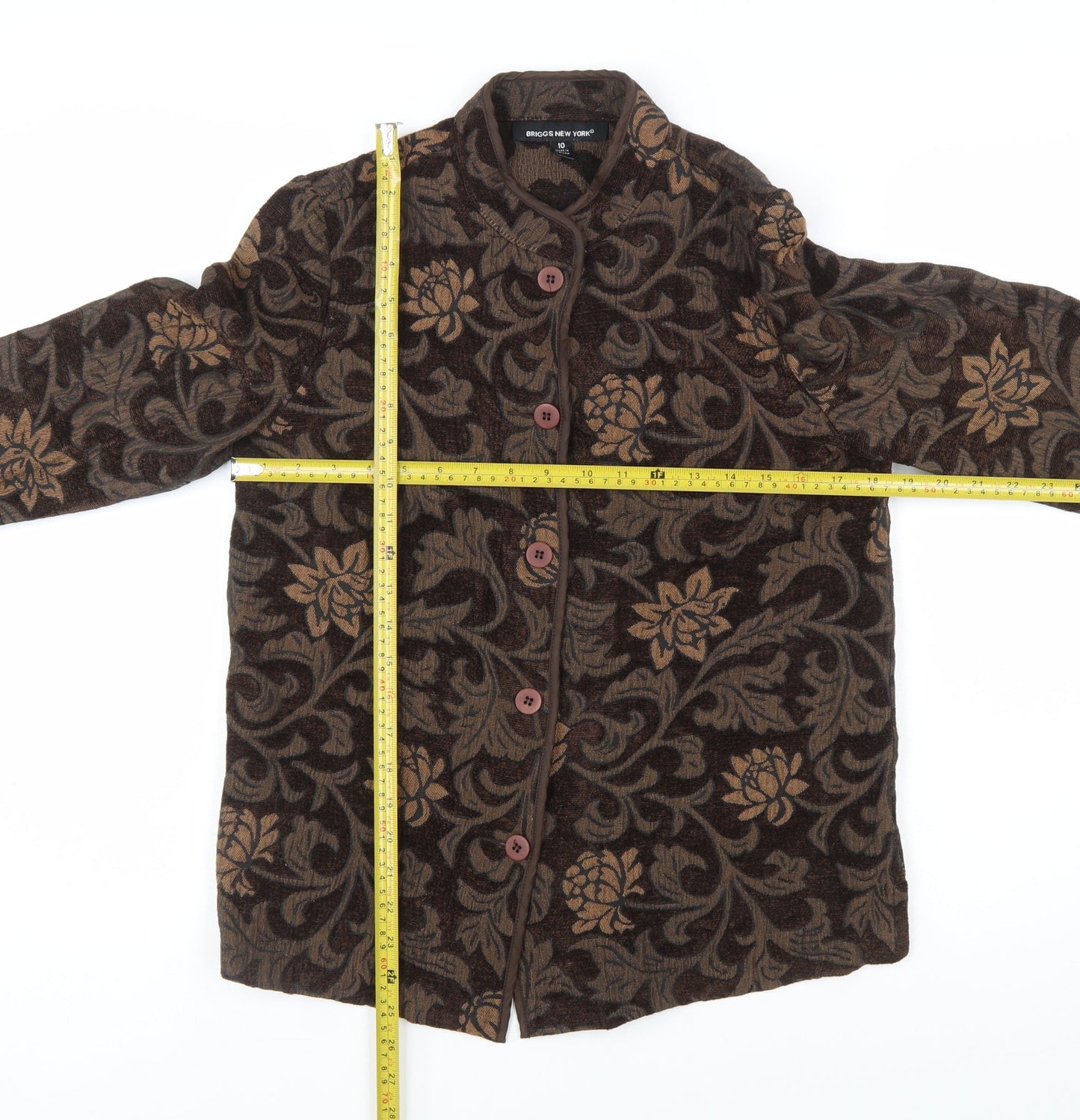 Briggs New York Women's Brown Floral Jacquard Suit Jacket Size 10