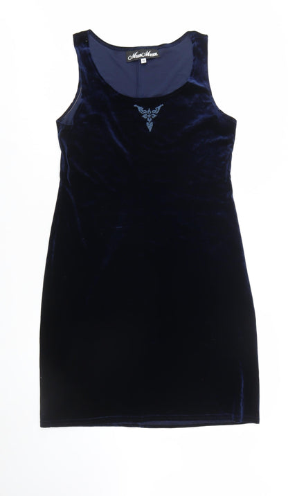 Meghan Matthews Women's Blue Velvet Bodycon Sleeveless Dress Size 10