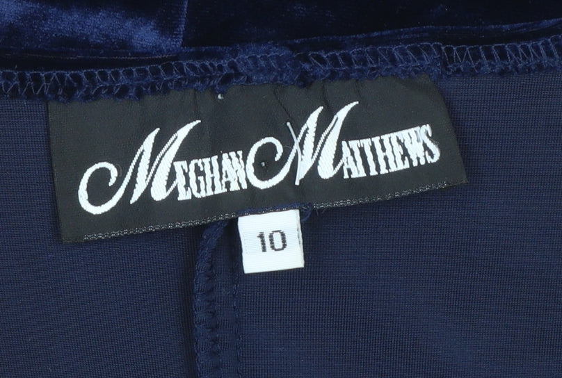 Meghan Matthews Women's Blue Velvet Bodycon Sleeveless Dress Size 10