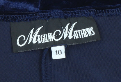 Meghan Matthews Women's Blue Velvet Bodycon Sleeveless Dress Size 10