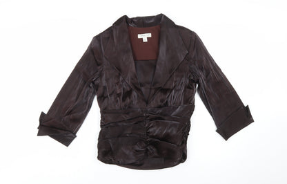 Coldwater Creek Women Brown Satin Wrap Blouse Size 12