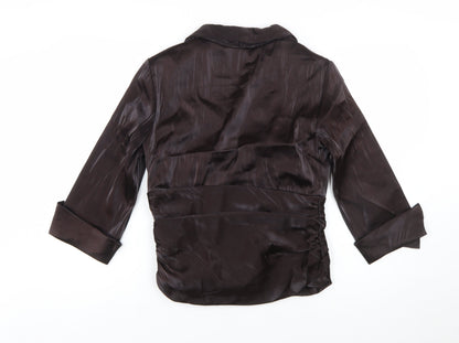 Coldwater Creek Women Brown Satin Wrap Blouse Size 12