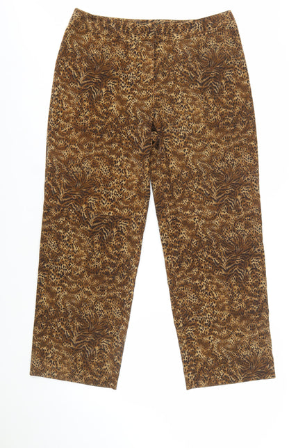 Norton McNaughton Brown Animal Print Petite Cropped Trousers Size 16