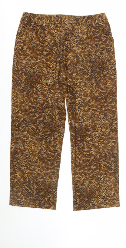 Norton McNaughton Brown Animal Print Petite Cropped Trousers Size 16
