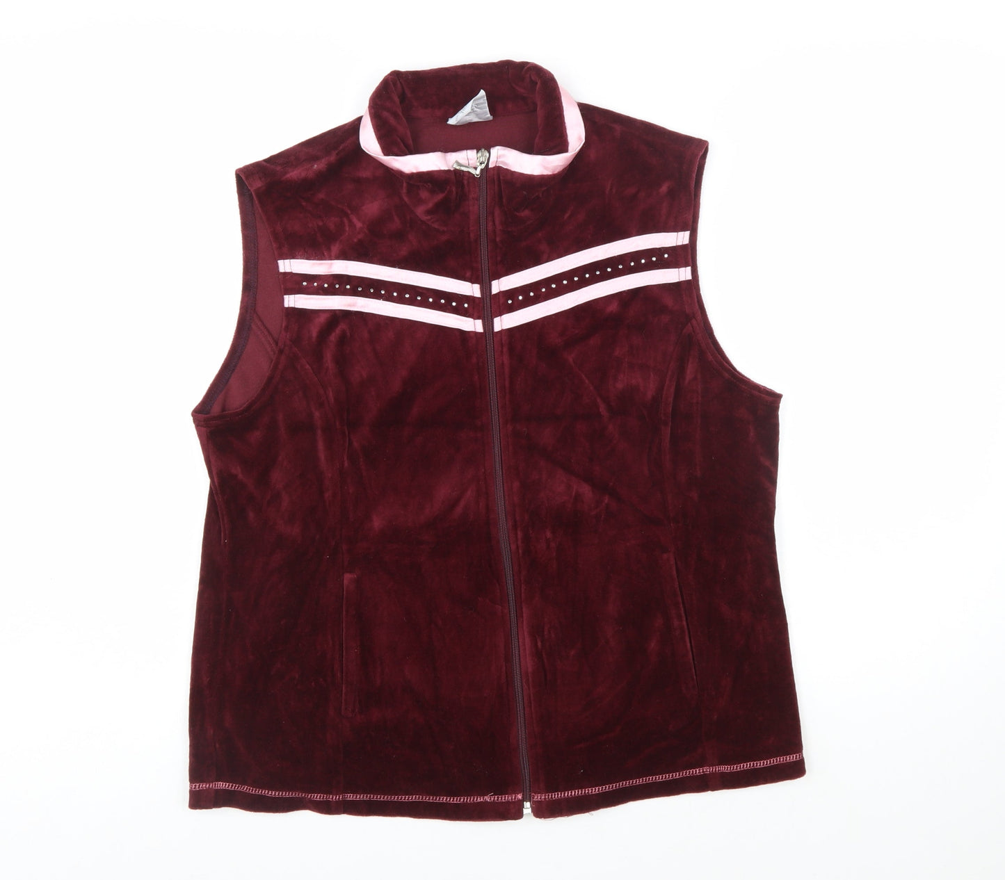 Café au Lait Women's Red Velour Zip Waistcoat XL Cotton Blend