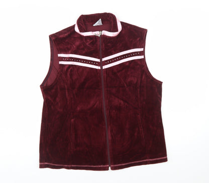 Café au Lait Women's Red Velour Zip Waistcoat XL Cotton Blend