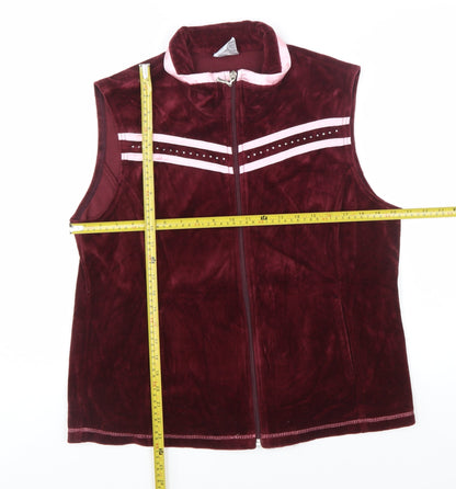Café au Lait Women's Red Velour Zip Waistcoat XL Cotton Blend