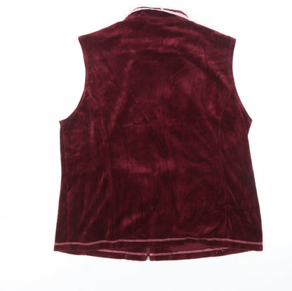 Café au Lait Women's Red Velour Zip Waistcoat XL Cotton Blend