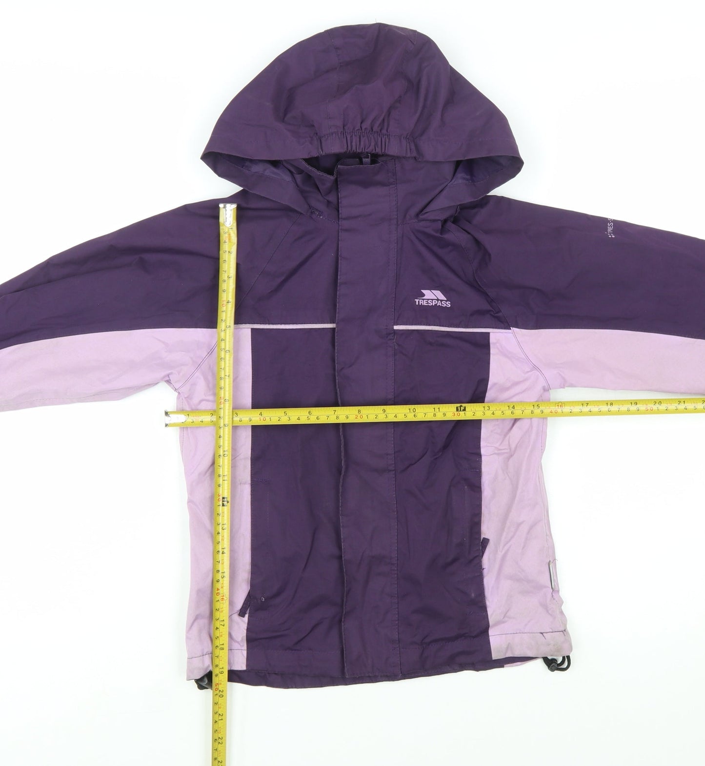 Trespass Girls Purple Waterproof Hooded Rain Coat Jacket 7-8 Years
