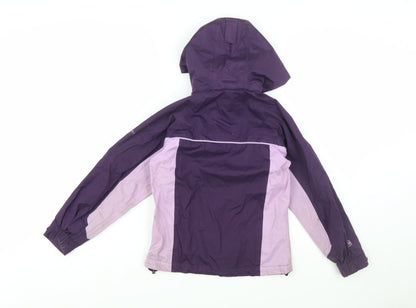 Trespass Girls Purple Waterproof Hooded Rain Coat Jacket 7-8 Years