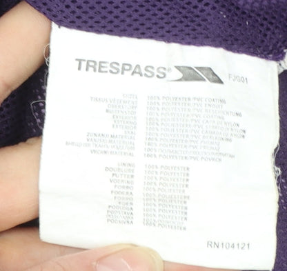 Trespass Girls Purple Waterproof Hooded Rain Coat Jacket 7-8 Years