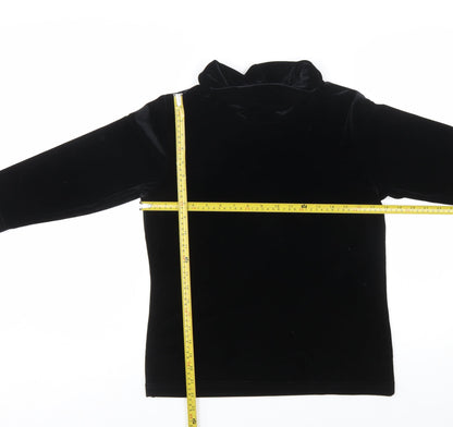 Mantles Womens Black Velvet Roll Neck Long Sleeve Blouse Size M