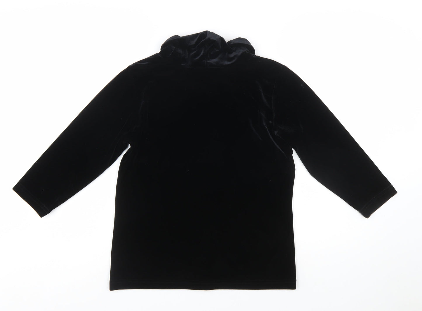 Mantles Womens Black Velvet Roll Neck Long Sleeve Blouse Size M