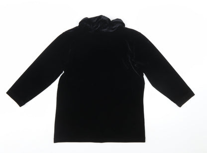 Mantles Womens Black Velvet Roll Neck Long Sleeve Blouse Size M