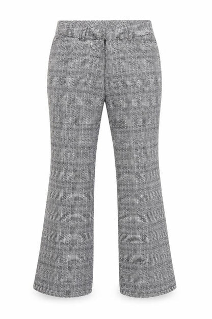 Worthington Women’s Grey Petite 6 Check Dress Pants Flared Trousers