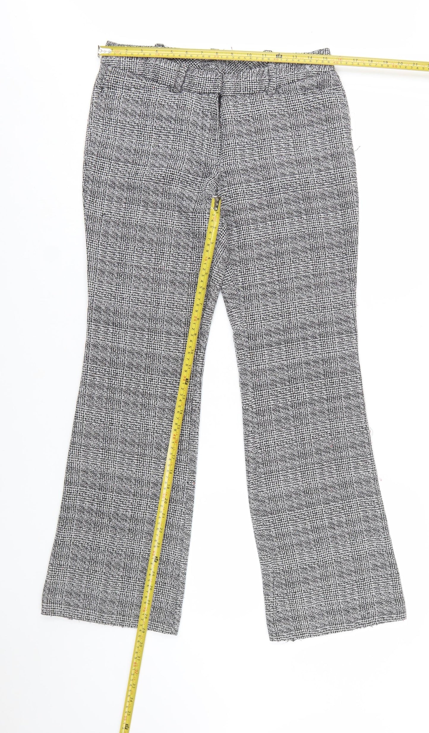 Worthington Women’s Grey Petite 6 Check Dress Pants Flared Trousers
