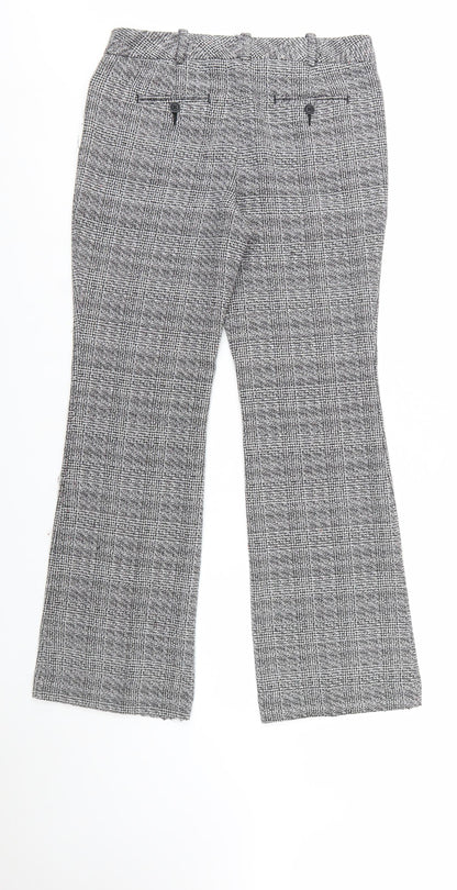 Worthington Women’s Grey Petite 6 Check Dress Pants Flared Trousers
