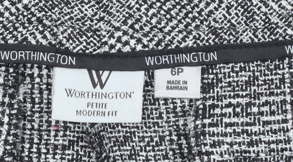 Worthington Women’s Grey Petite 6 Check Dress Pants Flared Trousers