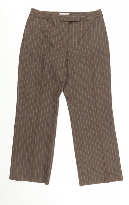 Pendleton Women Brown Wool Pinstripe Dress Pants Size 12 Petite