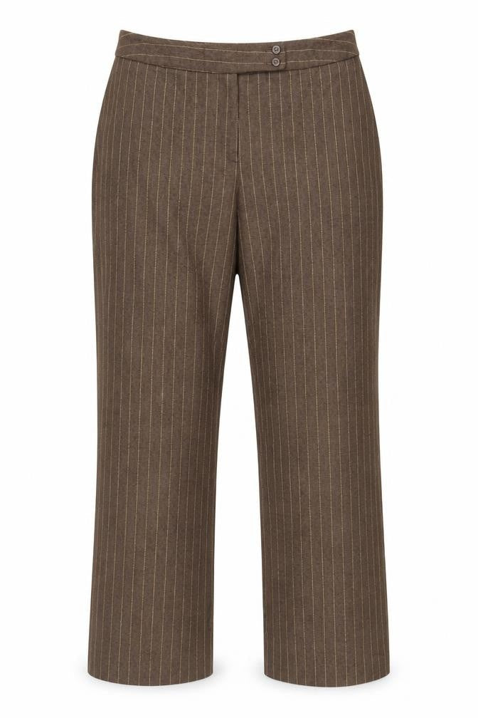 Pendleton Women Brown Wool Pinstripe Dress Pants Size 12 Petite