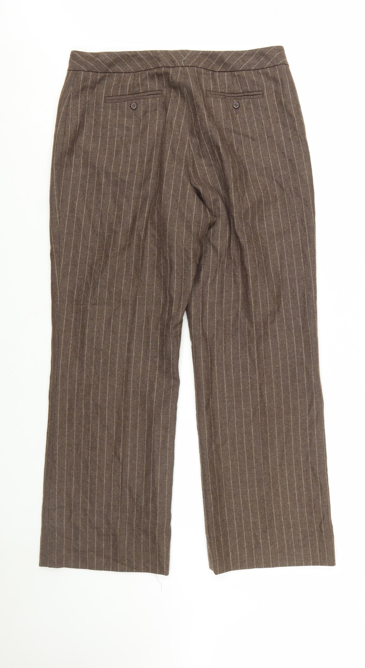 Pendleton Women Brown Wool Pinstripe Dress Pants Size 12 Petite